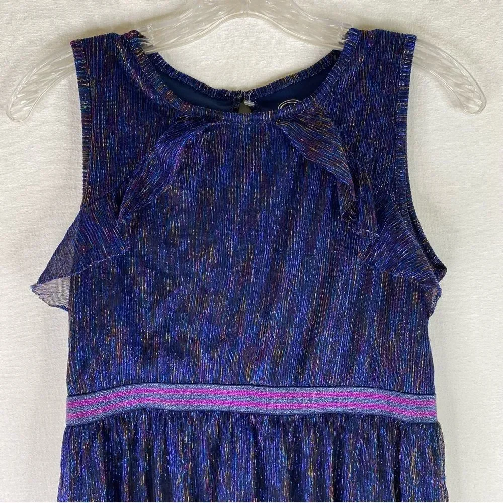 Wonder Nation Dress Girls Blue Purple Glitter Metallic Sleeveless Stretch XXL